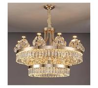 Generico Lampade a sospensione, Lampadario di cristallo a doppio strato lusso postmoderno, edificio for ville, duplex, atmosfera domestica, soggiorno, luce pendente(D100x60cm)