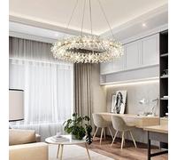 Generico Lampade a sospensione, Lampadario moderno in cristallo da soffitto 2025, lampada a sospensione nordica for interni, LED di lusso a forma fiore(Dia 80cm,Cold Light)