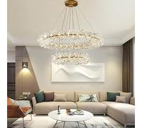 Generico Lampade a sospensione, Lampadario moderno in cristallo da soffitto 2025, lampada a sospensione nordica for interni, LED di lusso a forma fiore(Dia100cm and D60cm,Warm White)