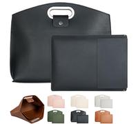 Generico Laptop Bag for Women Handbag, 14-16in (Expandable) Tote Bag, Waterproof Leather (Black)