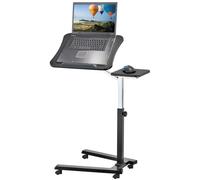 Generico Laptop Table on Wheels, Black, Height Adjustable with Mouse Platform