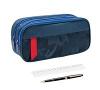 Genérico Large Capacity Pencil Case, Double-Layer Pen Organizer Pouch For Ruler, Stationery Bag For Students, Scissors Rubber Travel School Classroom Art Class Office Work Meetings Students, blu