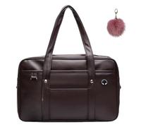 Generico Large Capacity PU Leather Japanese Tote Bag, Stylish Shoulder Bag with Multi-Pocket, Laptop Handbag with Headphone Hole