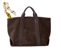 Generico Large Capacity Soft Suede Tote Bag,Casual Top Handle Vintage Shoulder Bags,Faux Leather Satchel Bag for Women (Brown)