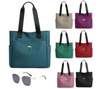 Generico Large Capacity Water Repellent Multi Pocket Nylon Shoulder Bag,Simple Tote Bag For Women,For Work Travel (blue)