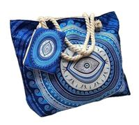 Generico Large Capacity Women's Evil Eye Beach Tote Bag,Handmade Canvas Shoulder Bag with Mini Pouch,Weekender Bags for Travel (Style 5)