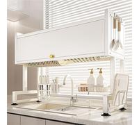 Generico Large Over The Sink Dish Drying Rack with Cover Baskets, Space-Saving Kitchen Organizer, Versatile Dish Drainer Shelf for Countertop Storage,5672 White 85Cm
