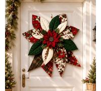 Generico Large Patchwork Bow Sewing Kit,Christmas Diy Quilted Fabric Tree Kit, DIY Craft Material Christmas Door Decorations for Adult Beginners, Rustic-Style Wall Hanging Decoration Set (A)
