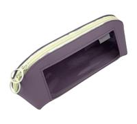 Generico Large Pencil Case, Clear Leather Stationery Organizer Pouch, 9.25x3.15x3.35 inches Adorable Zipper Storage Bag with Large Capacity for Rulers Scissors Erasers Notes