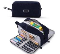 Generico Large Pencil Pouch, Corduroy Pen Bag with Zipper (Black)
