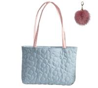 Generico Large Quilted Flower Tote Bag for Women, Lightweight Shoulder Bag with Inner Pocket, Soft Sweet Pastel Shopping Handbag