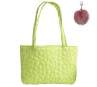 Generico Large Quilted Flower Tote Bag for Women, Lightweight Shoulder Bag with Inner Pocket, Soft Sweet Pastel Shopping Handbag