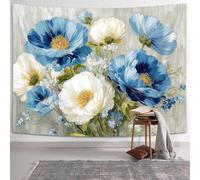 Generico Large Tapestries for Farmhouse Office Wall Art Room Aesthetic Decor Indoor, Custom Tapestry 150 x 220 cm,Blue Floral Modern 、White、Yellow、Green、Beige,