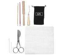 Generico Latch Hook Tool Set - Latch Crochet Needle Hook Tools, With Polyester Mesh, Wooden Bent Latchs Hok, Tool Knittinguse Crochet Needle For Crafts Carpet Rug Making DIY KitsBest Present