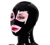 Generico Latex Hood Mask Full Face Party Latex Mask-clothing with Trim Back Zipper Open Eyes Mouth (pink,XL)