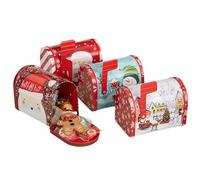 Generico Lattina Snack Natale | 4 Pezzi Grande Contenitore In Latta - Cassetta Di Natale,per Compleanno Halloween Capodanno Bambini Adulti Famiglia Amici Matrimonio Festa Vigilia