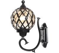 Generico LAUMZX Applique da parete vintage impermeabile for esterni, lampada da parete retrò con attacco a vite E27, elegante apparecchio di illuminazione for esterni IP44 for giardino, patio(Black)