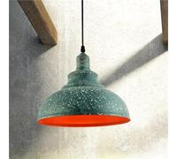 Generico LAUMZX Lampada a sospensione vintage industriale con cupola in metallo color verde acqua anticato e interno arancione, plafoniera regolabile for isola cucina, sala da pranzo