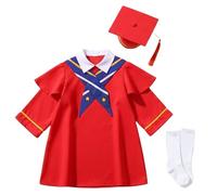 Generico Laurea Bambini Set Unisex con Toga Tocco e Nappa 2026 Abito da Laureato per Recite, Feste a Tema ed Eventi Educativi 3-16 Anni