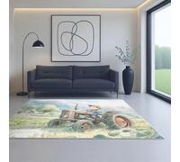 Generico Lavabile Tappeto Camera da Letto Tappeti antiscivolo Facile da pulire Tappeto Verde Cartone orto trattore 50_x_80_cm Adatto per camere da letto,arredamento per la casa.