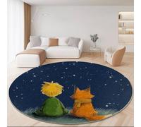 Generico Lavabile Tappeto Rotondo Personaggi Delle Fiabe Cielo Notturno per Soggiorno Home Decor, Antiscivolo e Pelo Corto Tappeto Rotondo 150 cm per camera da letto, Flanella Tappeti Blu Scuro