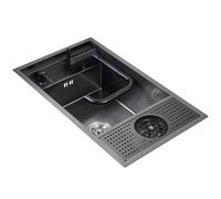 Generico Lavello da Cucina in Acciaio Inox salvaspazio per ristoranti e Bar con Rubinetto Pieghevole. 1 Vasca. Lavello Multiuso per casa e Piscina. Dimensioni: 60x40x22 cm. Perfetto per Lavare i piat