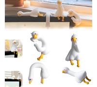 Generico Lazy Duck Mini Desk Ornament,Lazy Duck Computer Decoration,Cute Mini-Resin Gooses Figurines Desktop Accessories for Office Car Dashboard Indoor Festival Decor (White)
