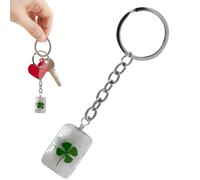 Generico Leaf Key Chain - Fortunate Four Leaf Clover Unique Charm Keyring | Glass Four Leaf Clover Pendant |for Car Rearview Mirror Interior Decoration Bag Purse Backpack Dangling Accessory Collectible