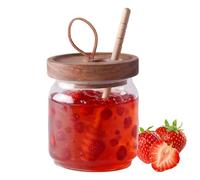 Generico Leakproof Honey Container - Clear Glass Syrup Dispenser Kitchen and Restaurant | Lid with Drip-Free Spout, Ideal for Honey, Jam, Syrup, Sauces, and Other Liquid Foods in Apartment or Home