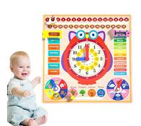 Generico Learning Clock, Owl-Shaped Toy Clock for Kids, Wooden Toddler Calendar, Weather Station Forecast Board, Educational Teaching Tool for Early Learning, Interactive Play, 30x30cm