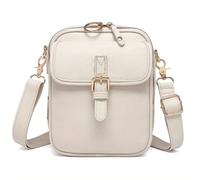Generico Leather Small Purse Crossbody Shoulder, Comebybuys Vintage Mini Messenger Bag, Anti-Theft Zippers & Adjustable Strap (White)