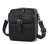 Generico Leather Small Purse Crossbody Shoulder, Comebybuys Vintage Mini Messenger Bag, Anti-Theft Zippers & Adjustable Strap (Black)