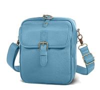 Generico Leather Small Purse Crossbody Shoulder, Comebybuys Vintage Mini Messenger Bag, Anti-Theft Zippers & Adjustable Strap (Blue)