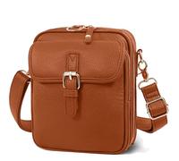 Generico Leather Small Purse Crossbody Shoulder, Comebybuys Vintage Mini Messenger Bag, Anti-Theft Zippers & Adjustable Strap (Brown)