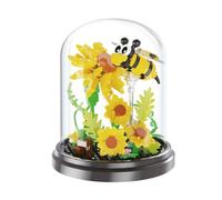 Generico Lebez Mini Brick Garden Set Costruzioni Girasoli e Insetti con Teca e Vaso Kit Mattoncini Creativo Decorativo Idea Regalo Originale per Casa e Ufficio