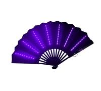 Generico LED Folding Hand Fan | Lighted Portable Party Accessory Battery Included Large Design | Glowing Dance Prop Festival Stage Photography Costume Tool | Bar Club Carnival Performance Atmo