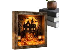 Generico LED Halloween Memory Box with Sea Glass Stone Pumpkin Photo Frame