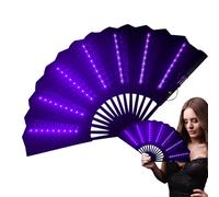 Generico LED Light Up Folding Fan | Festival Folding Fan For - Multipurpose Bar Foldinğ Fans | Accessories For Belly Dancing, Stage, Bar, Photography