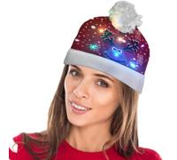 Generico LED Natale, cappello illuminato cappello natalizio per unisex | Cappello natalizio con , berretto da vacanza lavorato a maglia con stampa di cervi o alci per Natale, club, danza, feste
