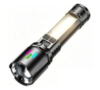 Generico LED Rechargeable Flashlight, 7 Mode Zoomable Handheld Torch, Magnetic Waterproof Battery Display Bright Rechargeable Flashlight For Hiking Survival Night Fishing Work Power Outage Use