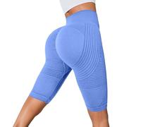 Generico Leggings Blu Cinque Quarti Non Stringe Ginocchia Durante Stretching E Esercizi Dinamici Leggings Sportivi Senza Cuciture Vita Alta Donna 5/4 Lunghezza, Modello Effetto Glutei Pesca,