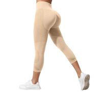 Generico Leggings Estiva 3D Anticellulite Donna Collant 3/4 Sportivi Drenanti a Compressione Graduata Push Up Pantaloni da Palestra per Yoga Fitness e Pilates