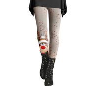 Generico Leggings Invernali Donna Vita Alta Eleganti, Leggins Donna Cotone Contenitivi Collant Jogging Leggero Collant da Donna Offerta Casual Pantaloni con Stampa Babbo Natale Black Friday 2024