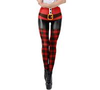 Generico Leggings Pelle Termici Donna Pantacollant Donna Leggings con Stampa Natalizia da Donna Pantaloni Casual Attillati Sexy Leggins Collant Pantaloni Tuta Invernali Donna (Red, L)