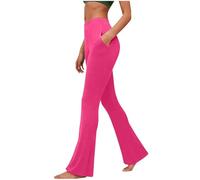 Generico Leggins anticellulite Donna,Leggings Svasati con per Donna, Leggings a Compressione Elastici e Morbidi per Allenamento Sportivo a Vita Alta Invernale Felpata (Hot Pink, L)
