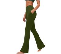 Generico Leggins anticellulite,Leggings Svasati con per Donna, Leggings a Compressione Elastici e Morbidi per Allenamento Sportivo a Vita Alta Invernale Felpata (Army Green, M)