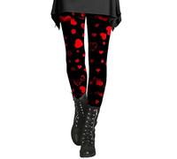 Generico Leggins Donna Eleganti, Leggings Donna - Leggings con Tasche e Stampa Cuore, Pantaloni Dritti e Morbidi, Calzamaglia per Taglie Forti e Occasioni Speciali