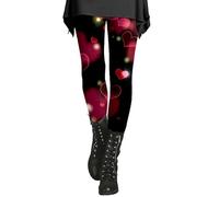 Generico Leggins Donna Eleganti, Leggings Donna - Leggings con Tasche e Stampa Cuore, Pantaloni Dritti e Morbidi, Calzamaglia per Taglie Forti e Occasioni Speciali
