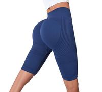 Generico Leggins Sportivi Donna Push Up 1/2 Leggins Corti Vita Alta Elastici Morbido Palestra Pantaloni Corto da Ciclismo Fitness Casual Shorts Donna Scrunch Tinta Unita Opaco Allenamento Yoga