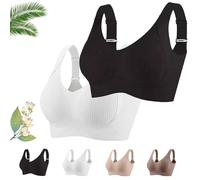 Generico Lekxagabo Bra, Women's Ribbed Adjustable Wireless Bra, Super Firming Wire-Free Push Up Bras, Sculpted Curve (White+Black,XXL)